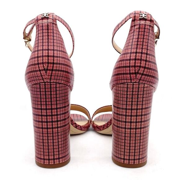 Sam Edelman Yaro Block Heel Ankle Strap Sandal Warm Pink Plaid Women’s Size 8.5 - Picture 10 of 16